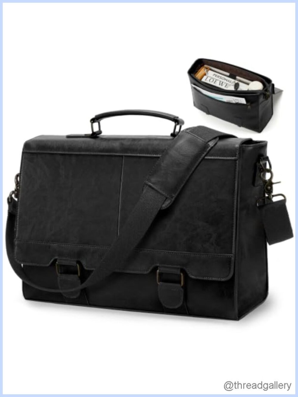 PU Leather Messenger Bag 15.6 Inch Laptop Briefcase Vintage Work Satchel